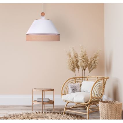 Duolla - Chandelier on a string AVIGNON 1xE27/15W/230V d. 50 cm white/brown
