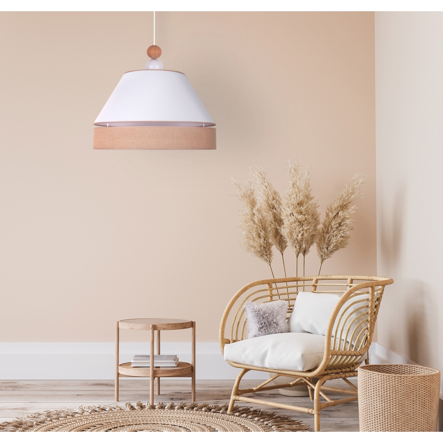 Duolla - Chandelier on a string AVIGNON 1xE27/15W/230V d. 50 cm white/brown