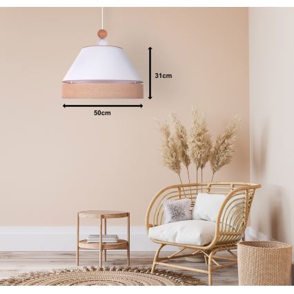 Duolla - Chandelier on a string AVIGNON 1xE27/15W/230V d. 50 cm white/brown