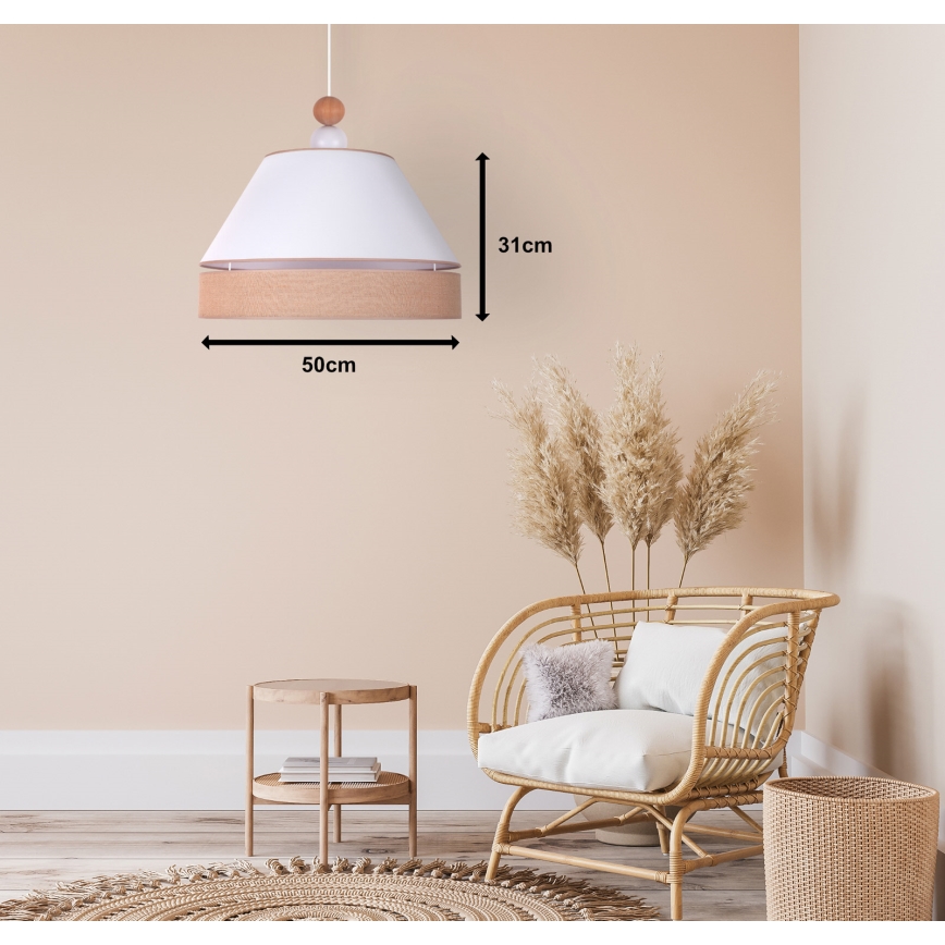 Duolla - Chandelier on a string AVIGNON 1xE27/15W/230V d. 50 cm white/brown