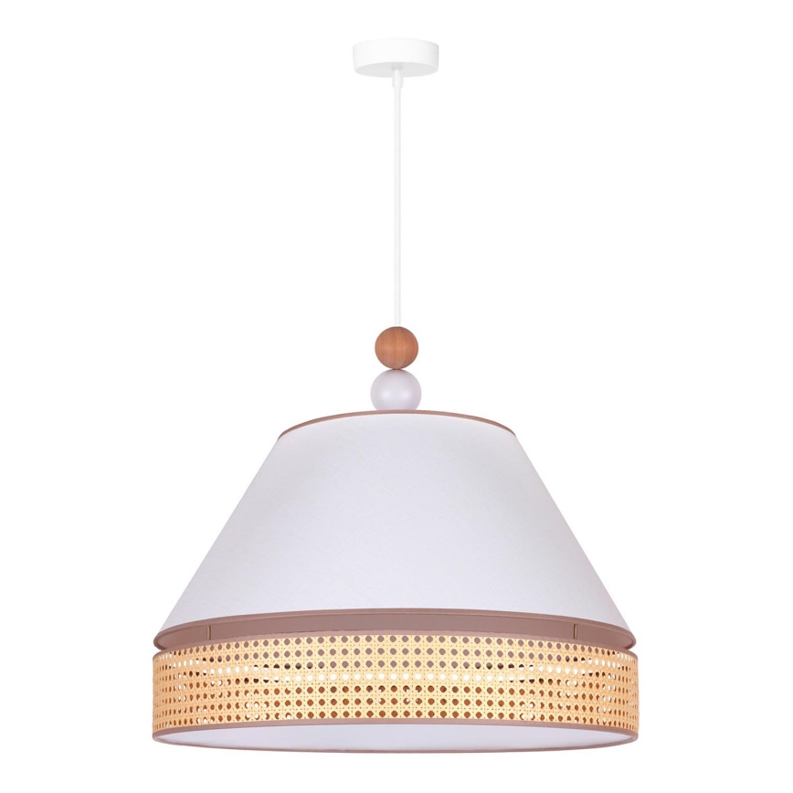 Duolla - Chandelier on a string AVIGNON 1xE27/15W/230V d. 50 cm white/rattan