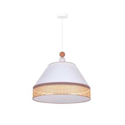 Duolla - Chandelier on a string AVIGNON 1xE27/15W/230V d. 50 cm white/rattan