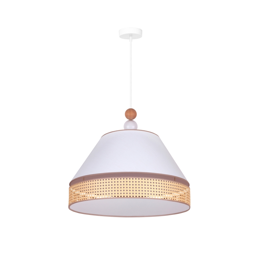 Duolla - Chandelier on a string AVIGNON 1xE27/15W/230V d. 50 cm white/rattan
