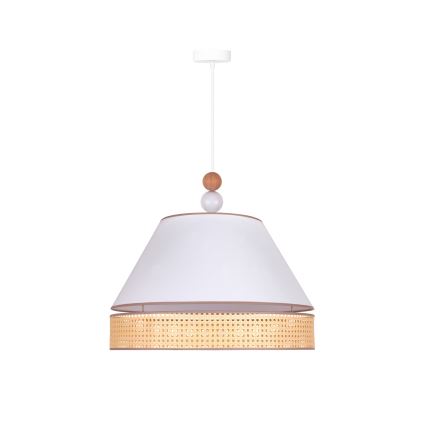 Duolla - Chandelier on a string AVIGNON 1xE27/15W/230V d. 50 cm white/rattan