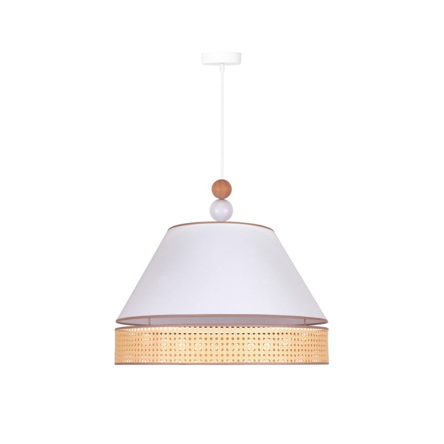 Duolla - Chandelier on a string AVIGNON 1xE27/15W/230V d. 50 cm white/rattan