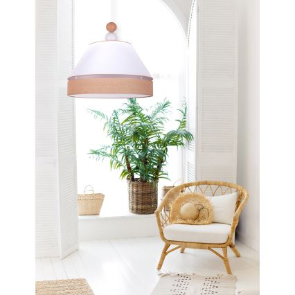 Duolla - Chandelier on a string AVIGNON 1xE27/15W/230V d. 60 cm white/brown