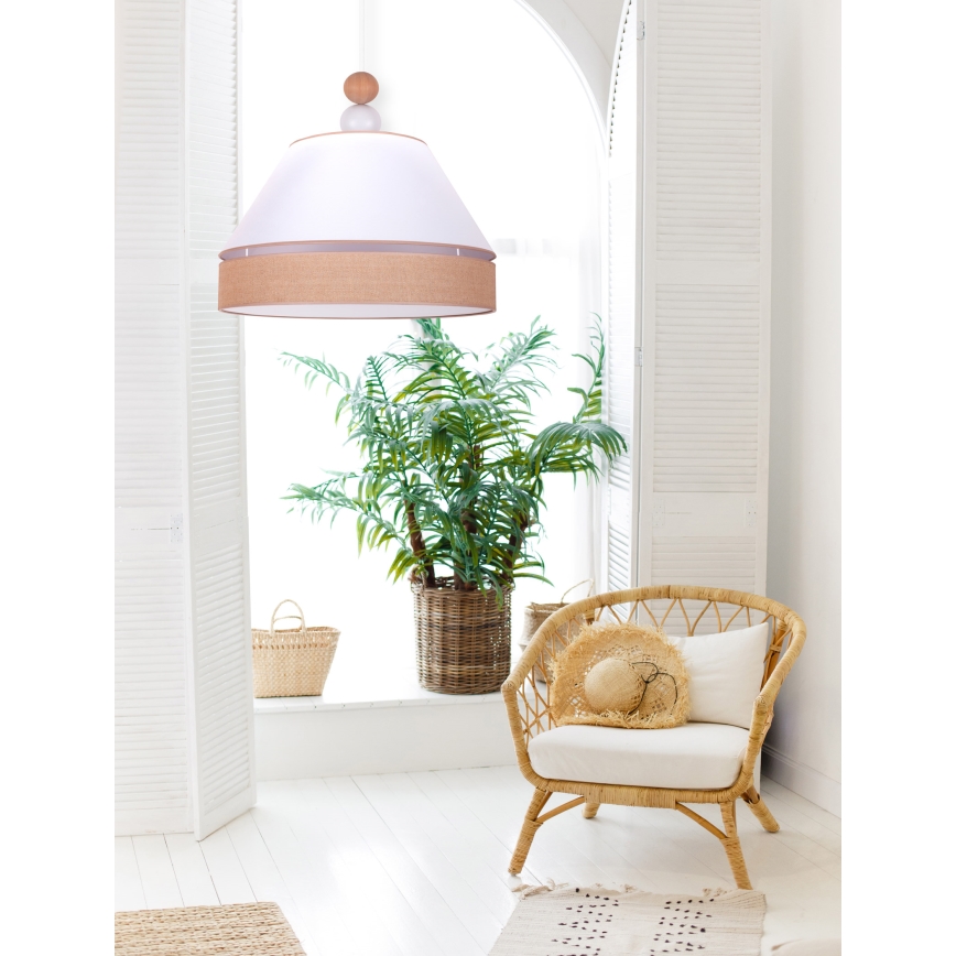 Duolla - Chandelier on a string AVIGNON 1xE27/15W/230V d. 60 cm white/brown