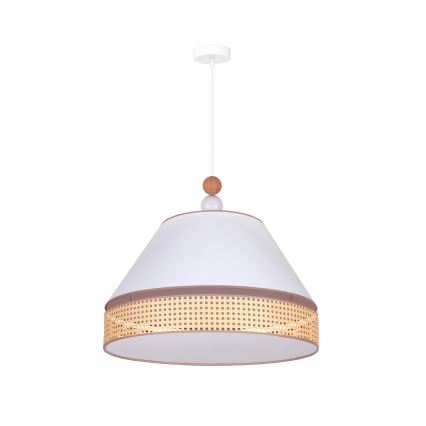 Duolla - Chandelier on a string AVIGNON 1xE27/15W/230V d. 60 cm white/rattan