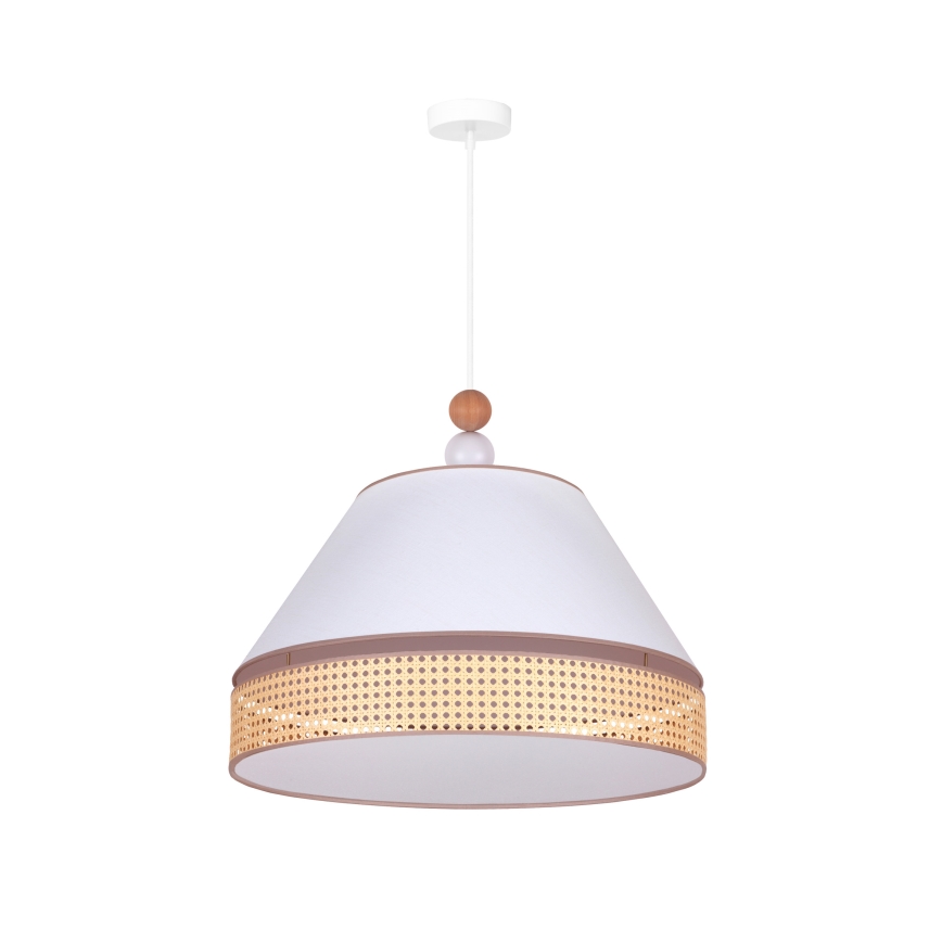 Duolla - Chandelier on a string AVIGNON 1xE27/15W/230V d. 60 cm white/rattan