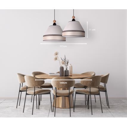 Duolla - Chandelier on a string AVIGNON 2xE27/15W/230V beige