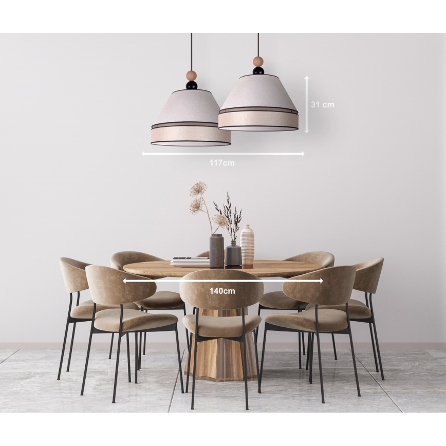 Duolla - Chandelier on a string AVIGNON 2xE27/15W/230V beige