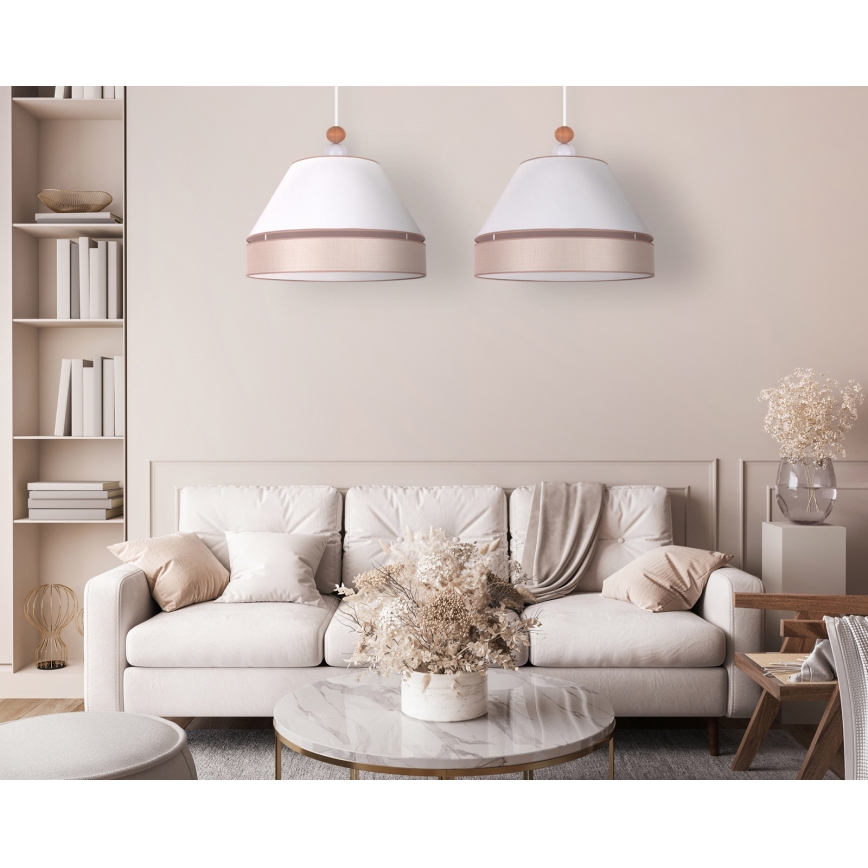 Duolla - Chandelier on a string AVIGNON 2xE27/15W/230V white/beige