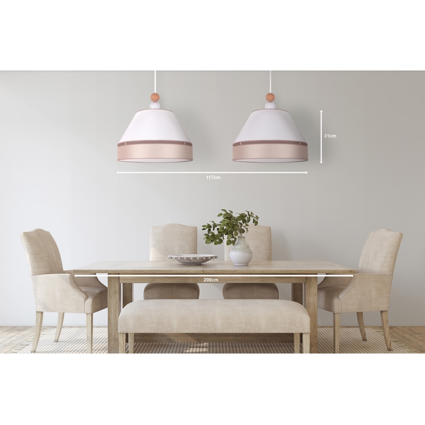 Duolla - Chandelier on a string AVIGNON 2xE27/15W/230V white/beige