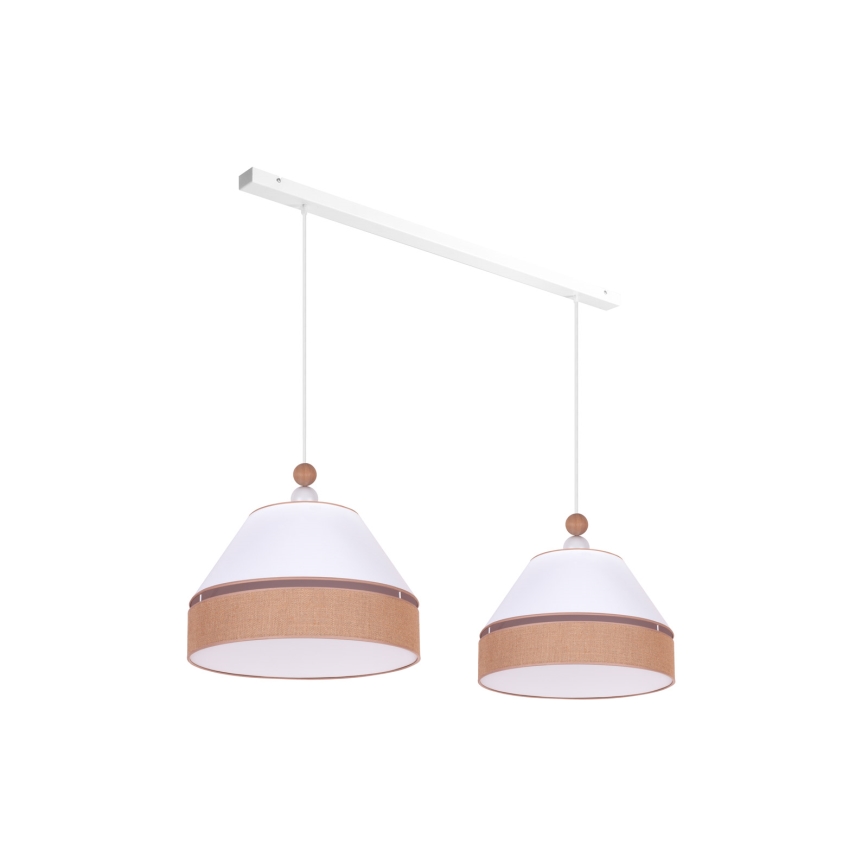Duolla - Chandelier on a string AVIGNON 2xE27/15W/230V white/brown