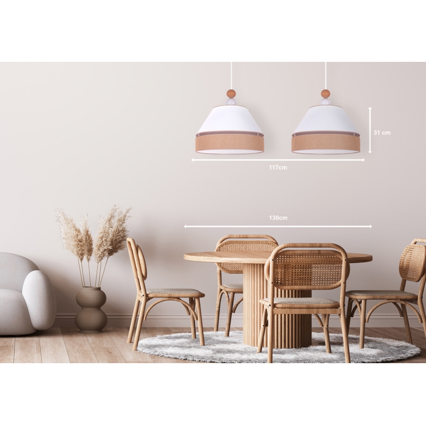 Duolla - Chandelier on a string AVIGNON 2xE27/15W/230V white/brown
