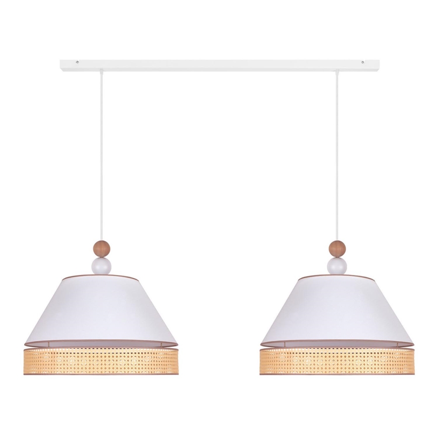 Duolla - Chandelier on a string AVIGNON 2xE27/15W/230V white/rattan