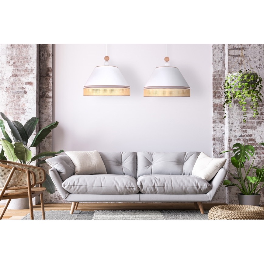 Duolla - Chandelier on a string AVIGNON 2xE27/15W/230V white/rattan