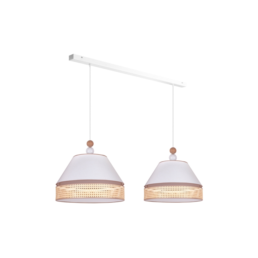 Duolla - Chandelier on a string AVIGNON 2xE27/15W/230V white/rattan