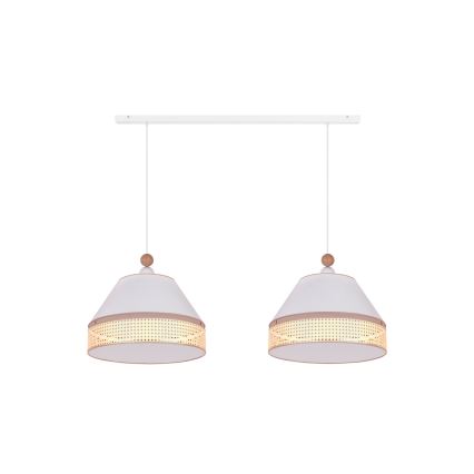 Duolla - Chandelier on a string AVIGNON 2xE27/15W/230V white/rattan
