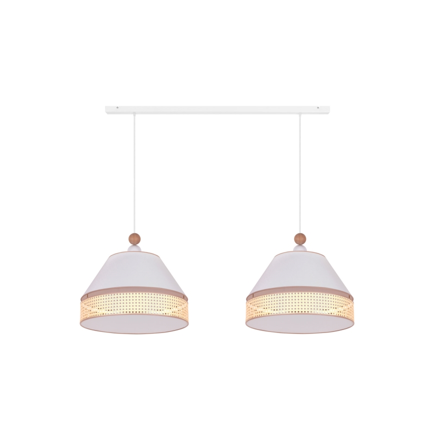 Duolla - Chandelier on a string AVIGNON 2xE27/15W/230V white/rattan