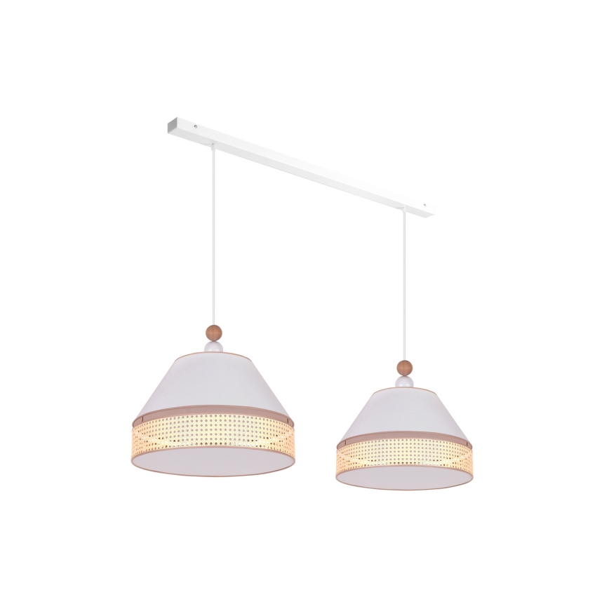 Duolla - Chandelier on a string AVIGNON 2xE27/15W/230V white/rattan