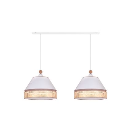 Duolla - Chandelier on a string AVIGNON 2xE27/15W/230V white/rattan