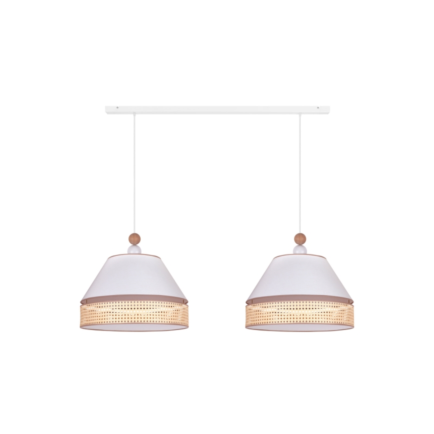 Duolla - Chandelier on a string AVIGNON 2xE27/15W/230V white/rattan