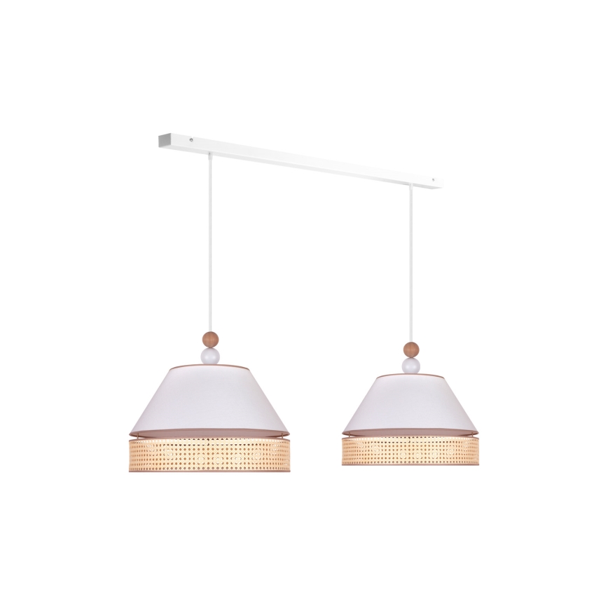 Duolla - Chandelier on a string AVIGNON 2xE27/15W/230V white/rattan
