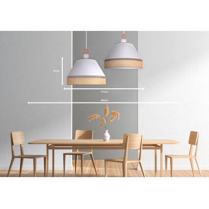 Duolla - Chandelier on a string AVIGNON 2xE27/15W/230V white/rattan