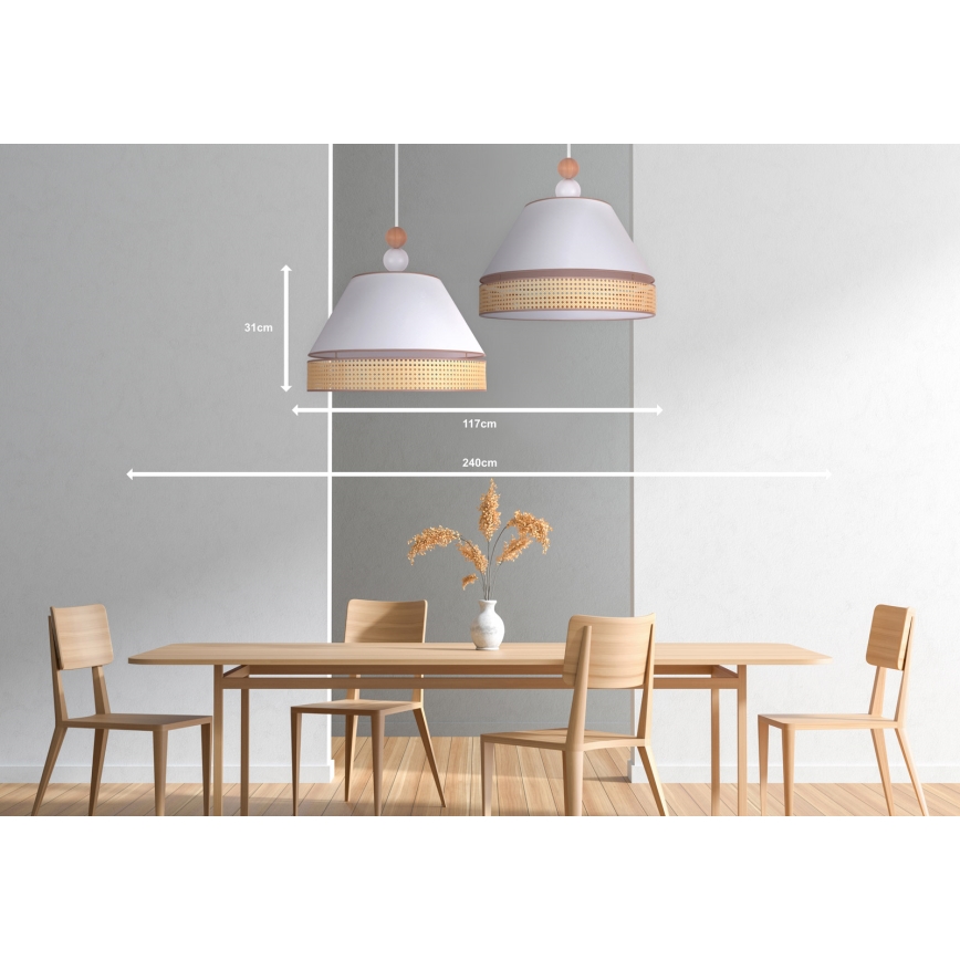 Duolla - Chandelier on a string AVIGNON 2xE27/15W/230V white/rattan