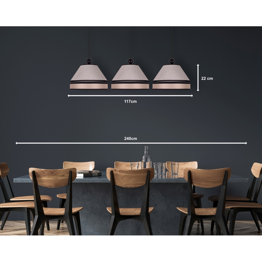 Duolla - Chandelier on a string AVIGNON 3xE27/15W/230V beige