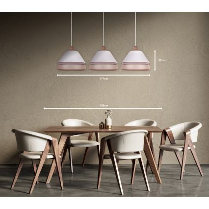 Duolla - Chandelier on a string AVIGNON 3xE27/15W/230V white/beige