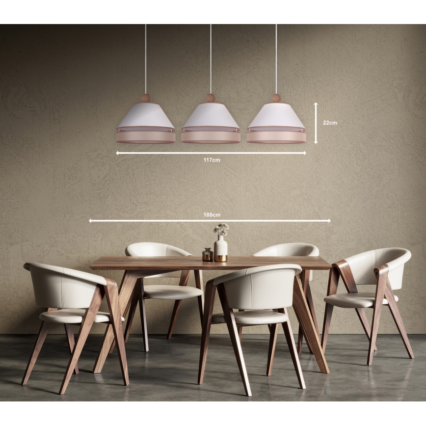 Duolla - Chandelier on a string AVIGNON 3xE27/15W/230V white/beige