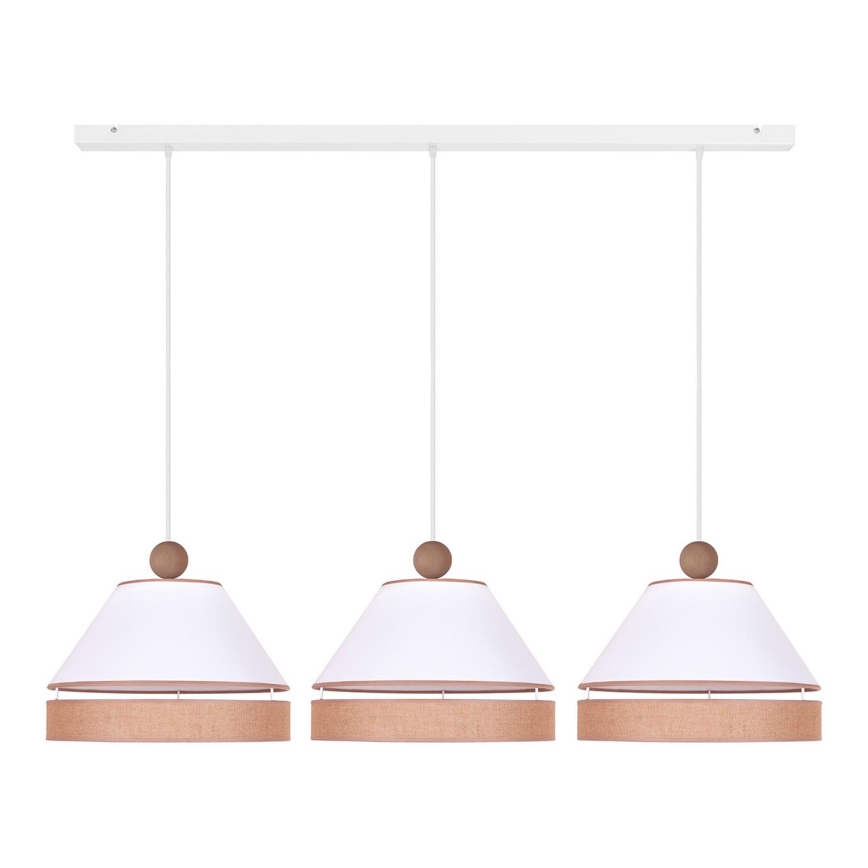 Duolla - Chandelier on a string AVIGNON 3xE27/15W/230V white/brown
