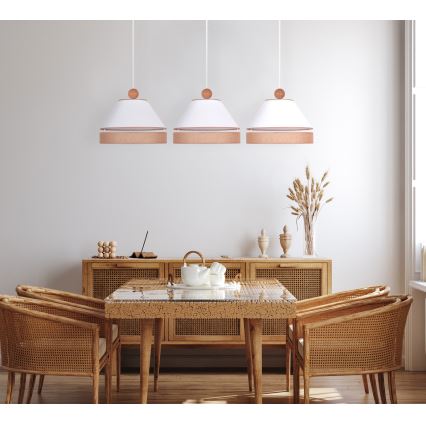 Duolla - Chandelier on a string AVIGNON 3xE27/15W/230V white/brown