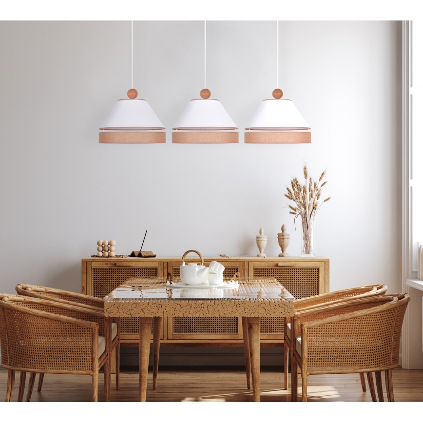 Duolla - Chandelier on a string AVIGNON 3xE27/15W/230V white/brown