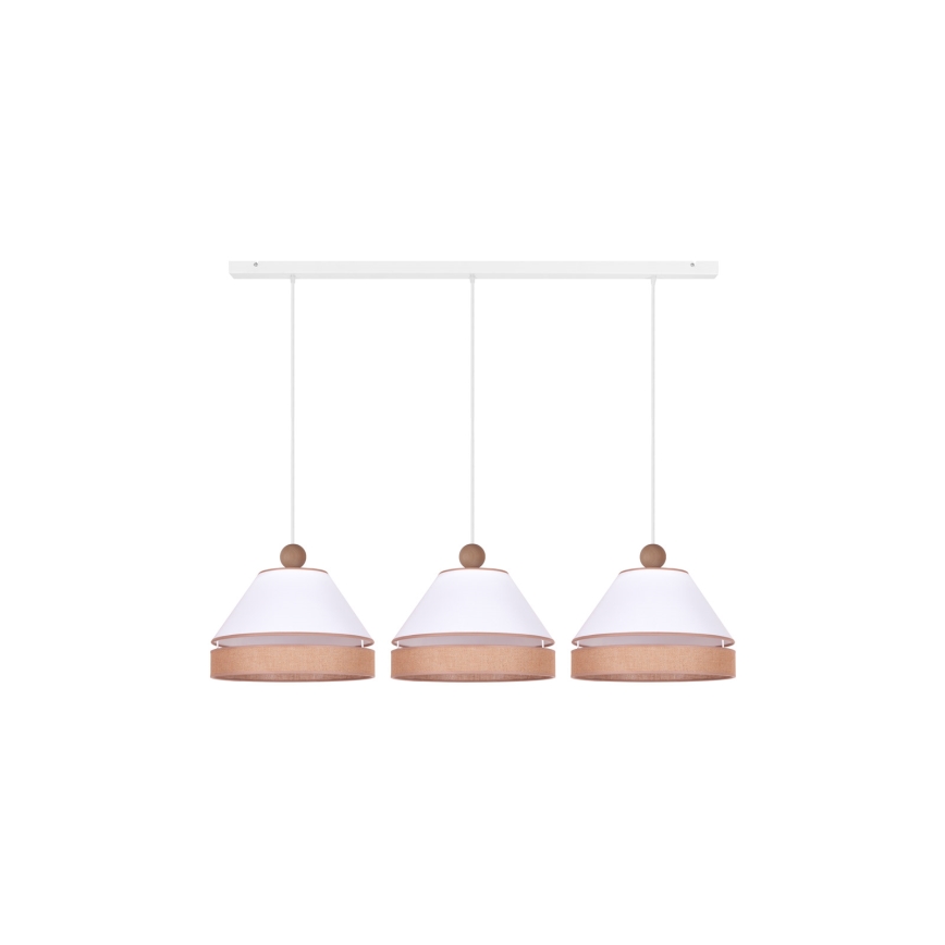 Duolla - Chandelier on a string AVIGNON 3xE27/15W/230V white/brown