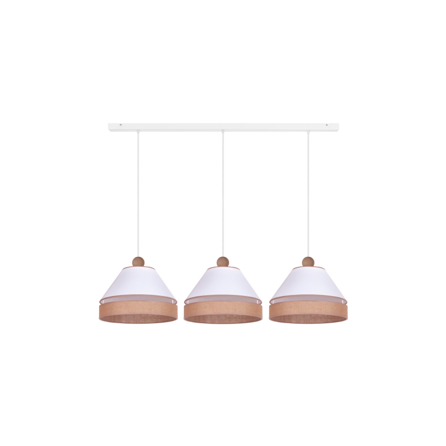 Duolla - Chandelier on a string AVIGNON 3xE27/15W/230V white/brown