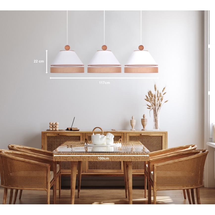 Duolla - Chandelier on a string AVIGNON 3xE27/15W/230V white/brown