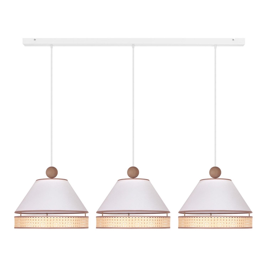 Duolla - Chandelier on a string AVIGNON 3xE27/15W/230V white/rattan