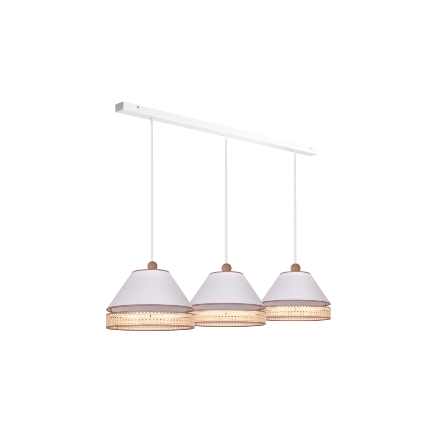 Duolla - Chandelier on a string AVIGNON 3xE27/15W/230V white/rattan