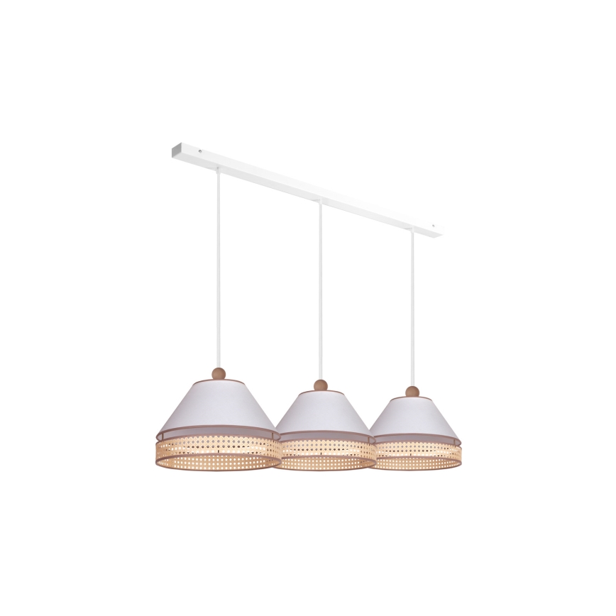 Duolla - Chandelier on a string AVIGNON 3xE27/15W/230V white/rattan