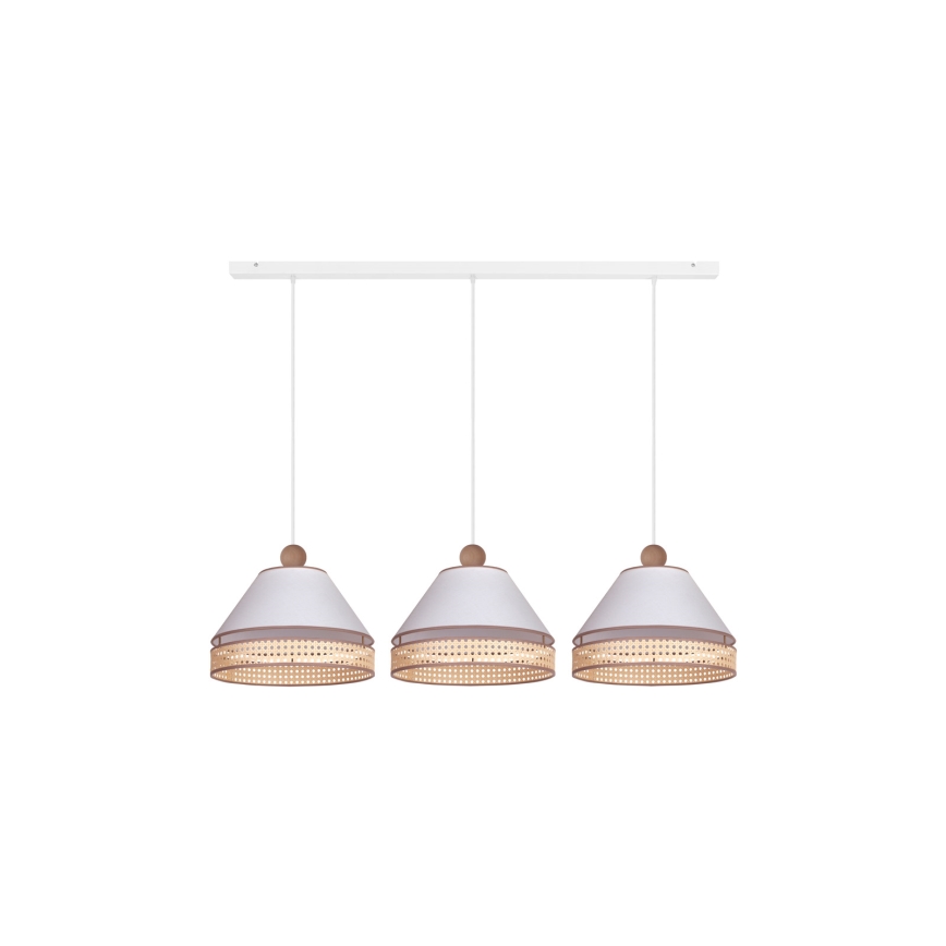 Duolla - Chandelier on a string AVIGNON 3xE27/15W/230V white/rattan