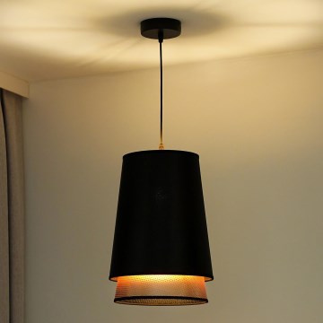 Duolla - Chandelier on a string BELL SHINY 1xE27/15W/230V d. 25 cm black/copper