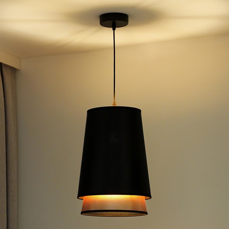 Duolla - Chandelier on a string BELL SHINY 1xE27/15W/230V d. 25 cm black/copper