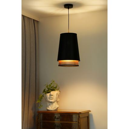 Duolla - Chandelier on a string BELL SHINY 1xE27/15W/230V d. 25 cm black/copper