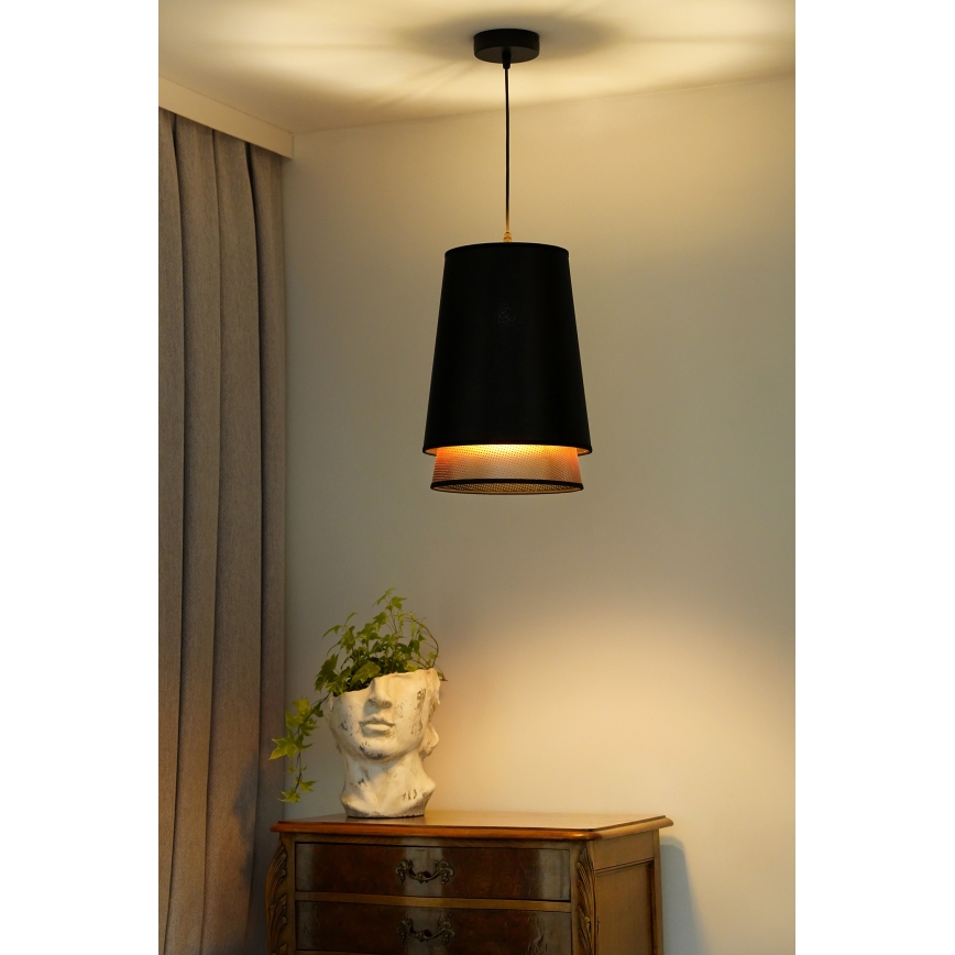 Duolla - Chandelier on a string BELL SHINY 1xE27/15W/230V d. 25 cm black/copper