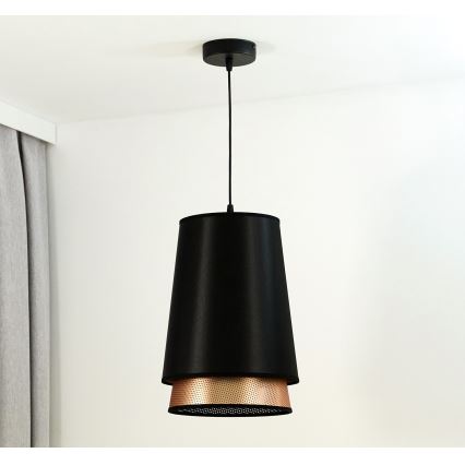 Duolla - Chandelier on a string BELL SHINY 1xE27/15W/230V d. 25 cm black/copper