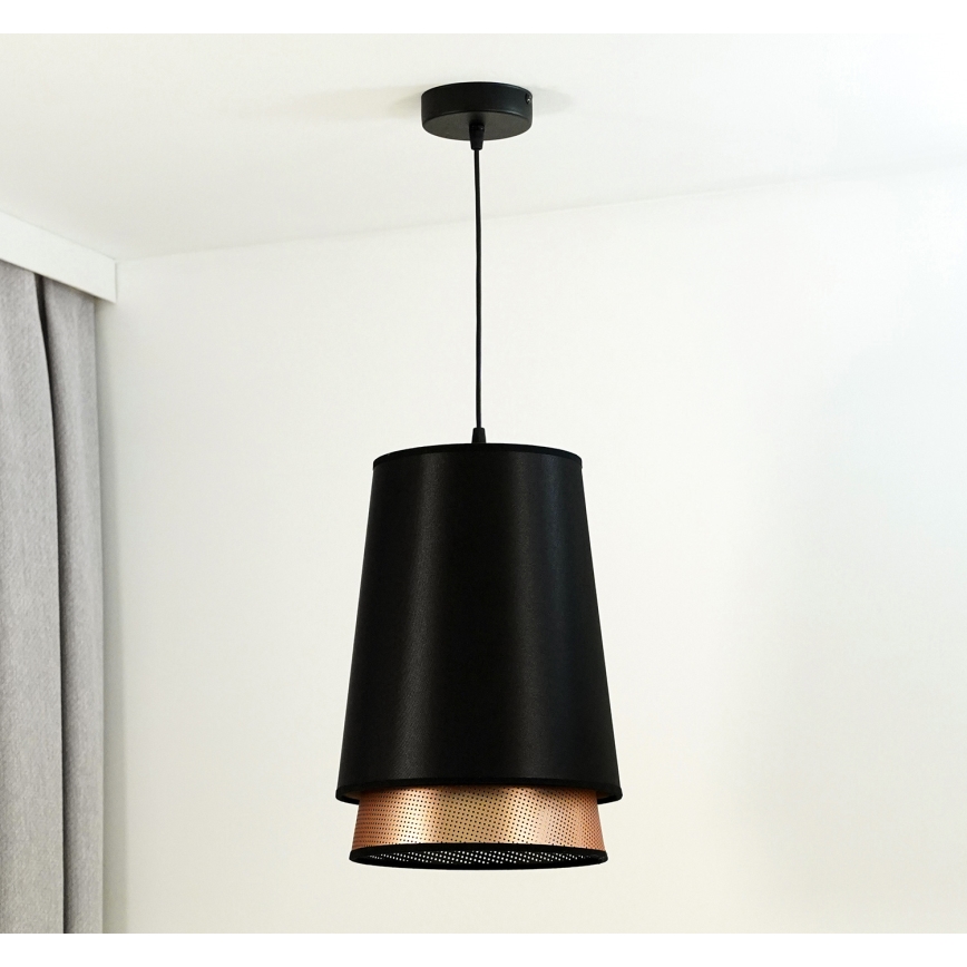 Duolla - Chandelier on a string BELL SHINY 1xE27/15W/230V d. 25 cm black/copper
