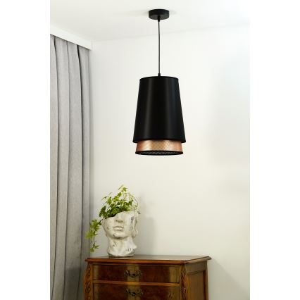Duolla - Chandelier on a string BELL SHINY 1xE27/15W/230V d. 25 cm black/copper